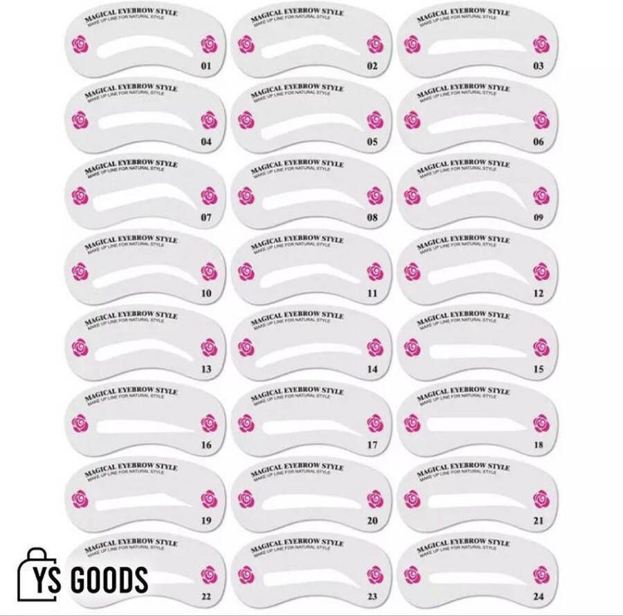YS Goods Make-up wenkbrauw stencil Herbruikbare sjablonen 24 stijlen -Eyebrow style tool Wenkbrauw sjabloon Wenkbrauwpotlood epileren