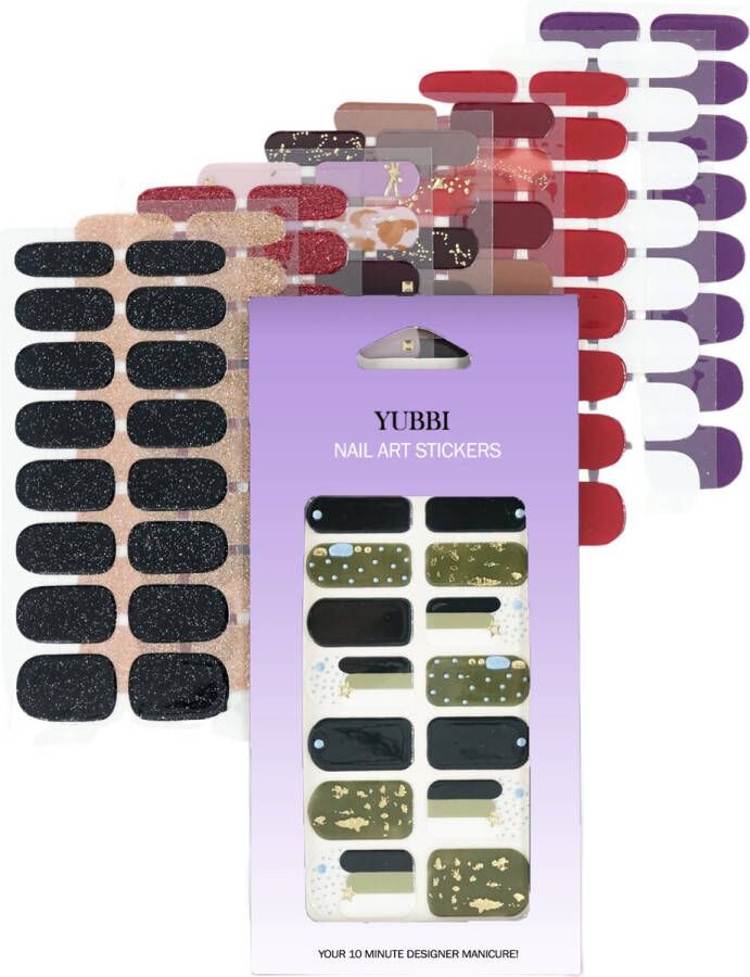 YUBBI Nail Art Nagel Stickers Nail Wraps Stencils Zelfklevend 10 Vellen Assortiment
