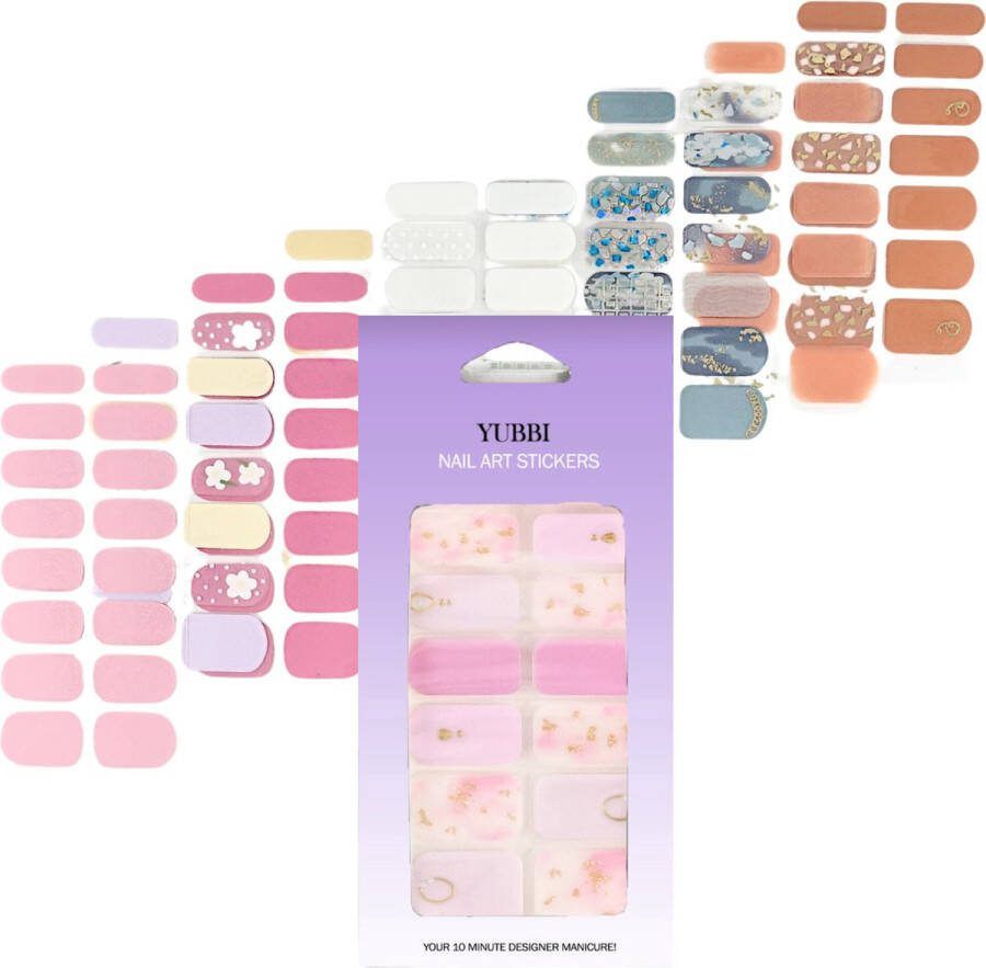YUBBI Nail Art Nagel Stickers Nail Wraps Stencils Zelfklevend 10 Vellen Pastel Assortiment