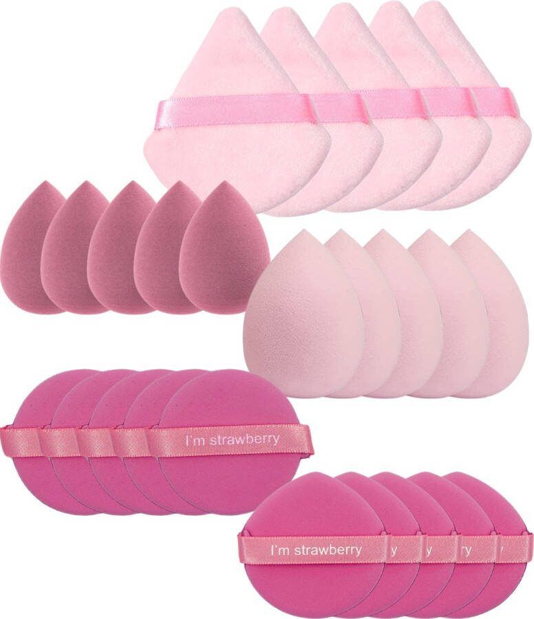 YUBBI Professional Beauty Blender Set Make Up Spons Cushion Spons Foundation Applicator Poederspons 50 Stuks Strawberry Pink
