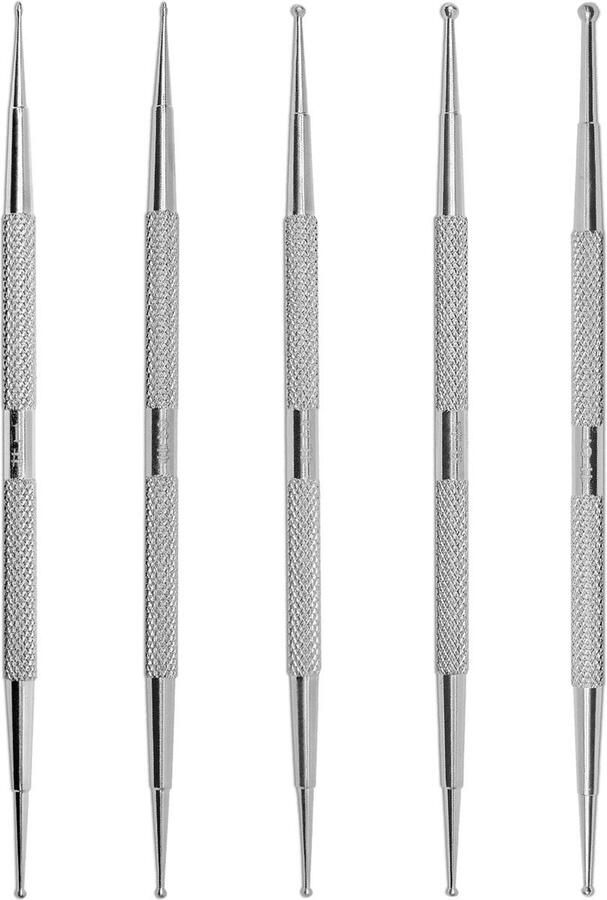 YUBBI 5 delige Nail Art Dotting Tool Set Nagellak Acryl Penselen Dubbelzijdig RVS 10 maten