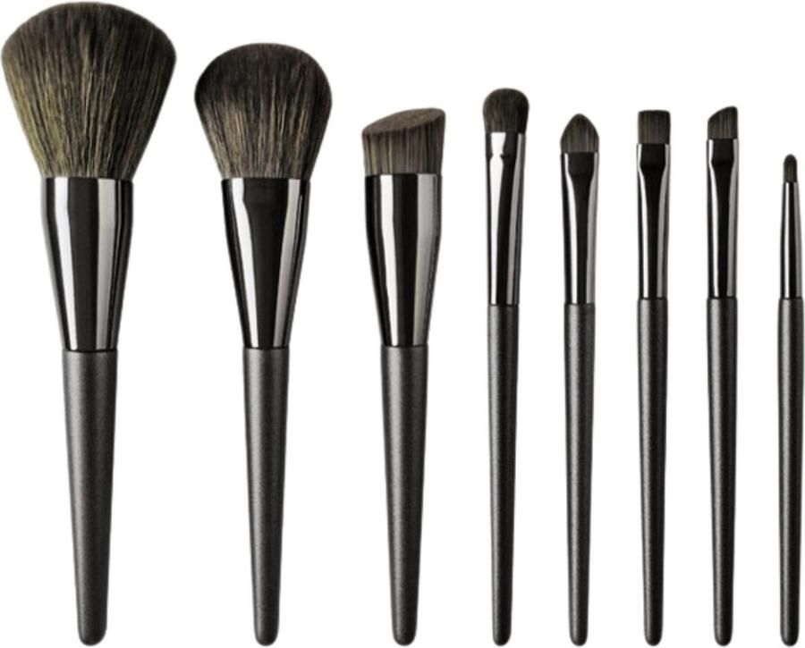 YUBBI Professionele Make Up Kwasten Gezichtsborstels 8 delige Kwastenset Visagie Zwart 8 Stuks Allround Makeup Brush Set