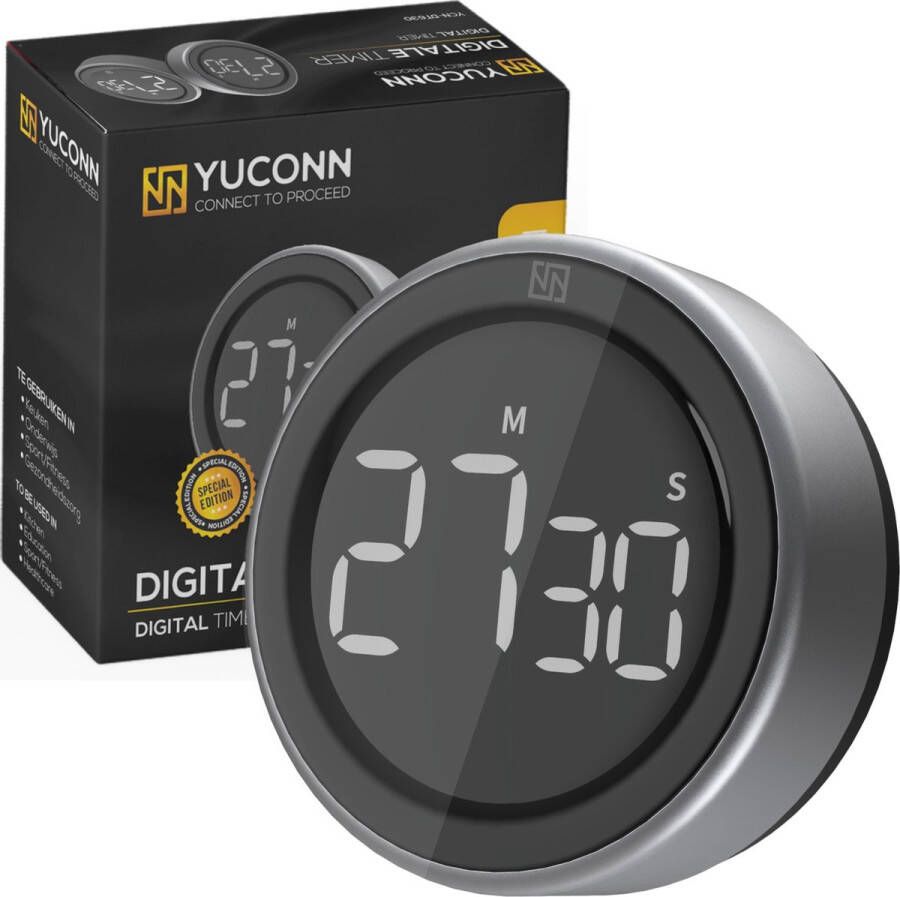 YUCONN Digitale Kookwekker SE- Keukenwekker Timer en Stopwatch Magnetisch Eierwekker LED Display Met Draaiknop Zwart