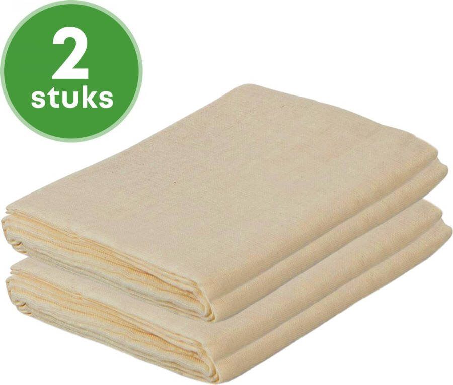 YUGN Kaasdoek Neteldoek Notenmelkzak 2 Stuks SET 95x95cm Ongebleekt Biologisch Katoen Voor Maken Van Oa Amandelmelk en Kaas Cadeautip