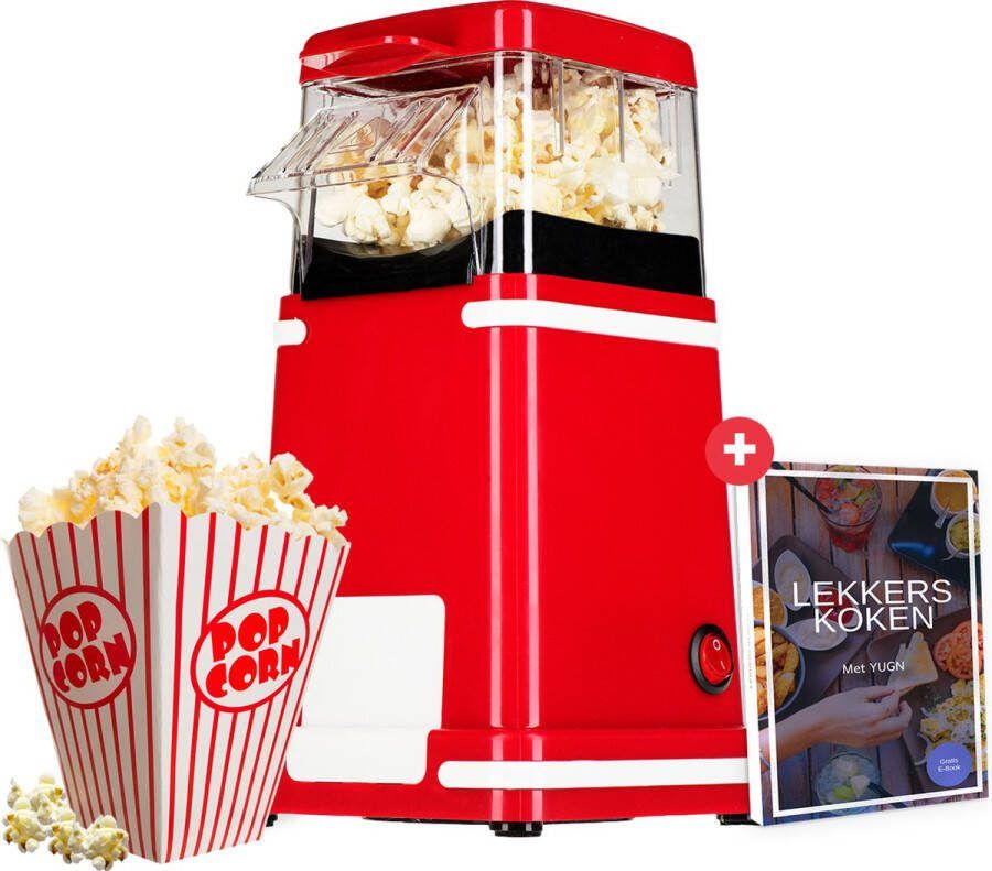 YUGN RETRO Popcorn machine Nostalgische Popcornmachine Voor Thuis Popcorn maker 1200 W Kleur Rode eBook toegang Cadeautip