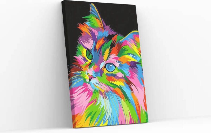 YUKO Schilderen op nummer – Gekleurd katje Schilderen op nummer volwassenen schilderen op nummer kinderen