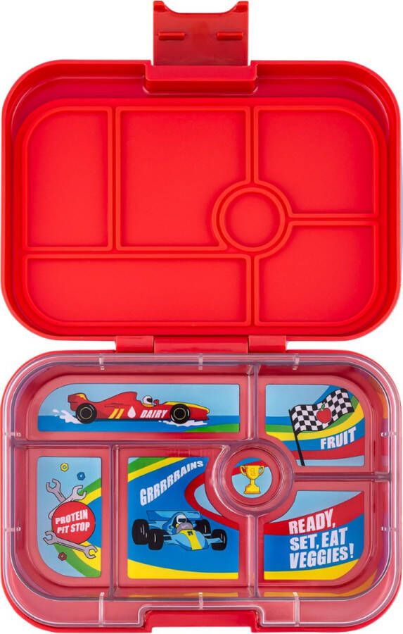 Yumbox Original lekvrije Bento box lunchbox 6 vakken Roar Red Race Cars tray