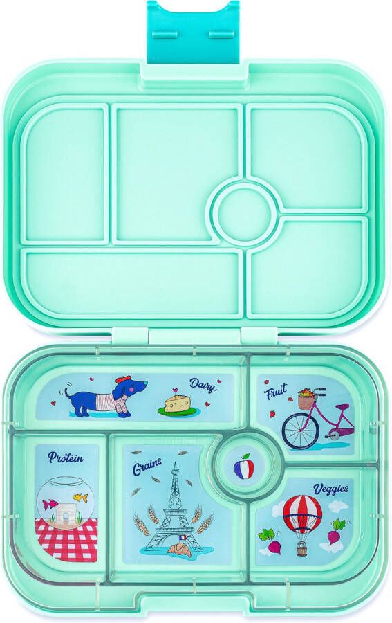 Yumbox Original lekvrije Bento box lunchbox 6 vakken Serene Aqua Paris tray