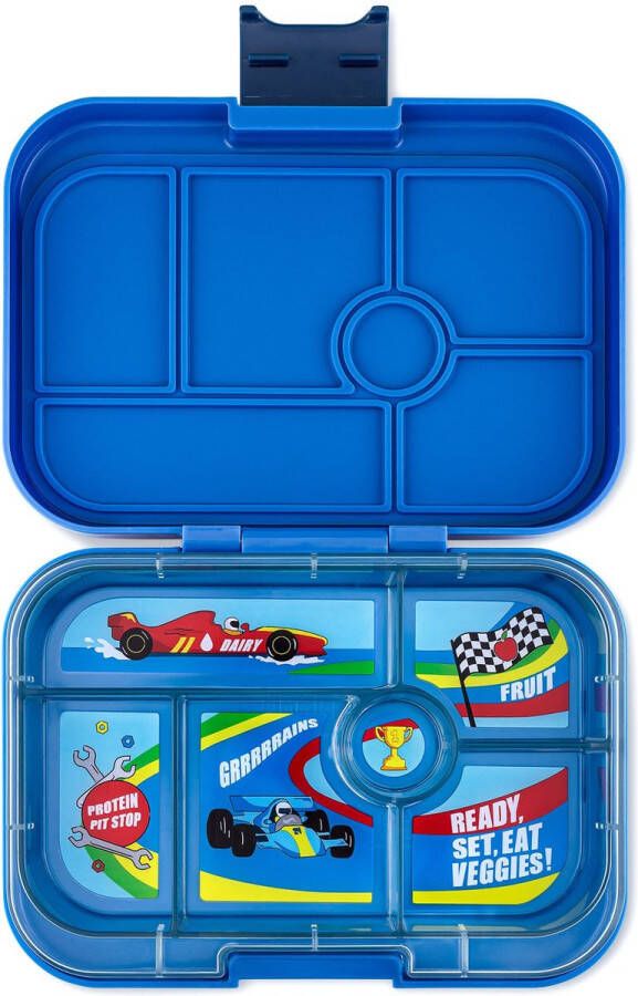 Yumbox Original lekvrije Bento box lunchbox 6 vakken Surf Blue Race Cars tray