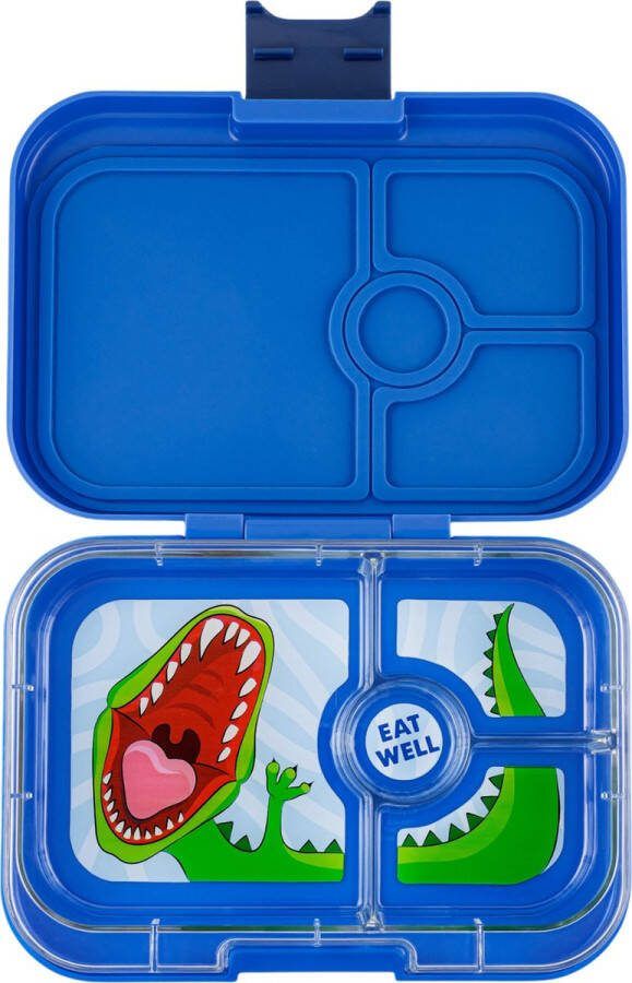 Yumbox Panino lekvrije Bento box broodtrommel 4 vakken Surf Blue Dinosaur tray