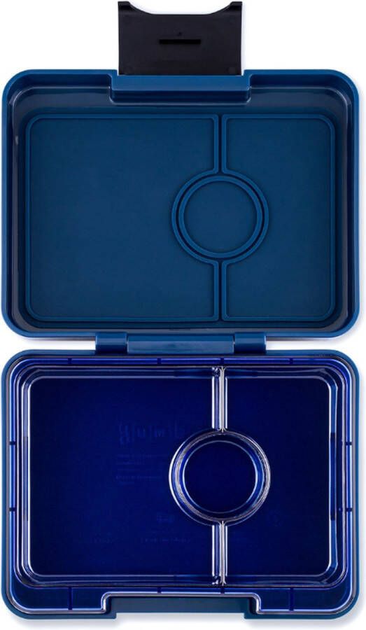Yumbox Snack lekvrije Bento box lunchbox 3 vakken Monte Carlo Blue Navy clear tray