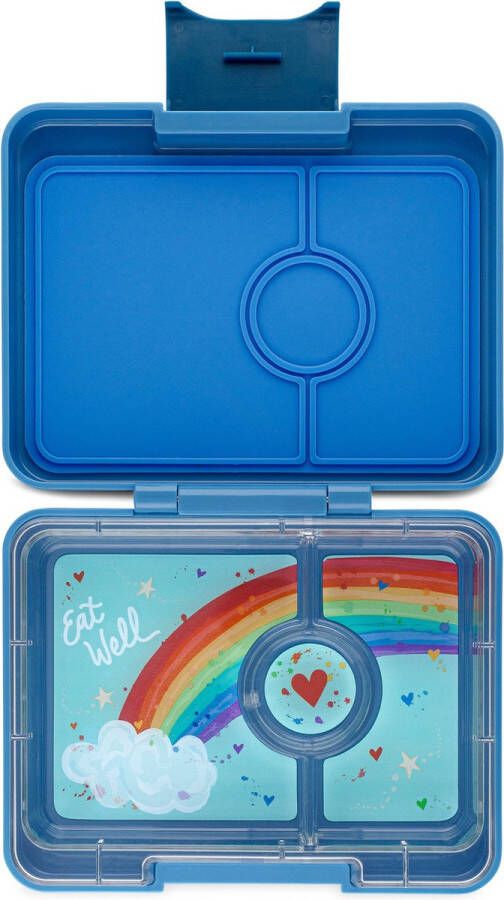 Yumbox Snack lekvrije Bento box lunchbox 3 vakken Sky Blauw Wolken Rainbow tray