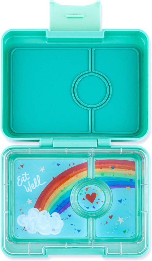 Yumbox Snack lekvrije Bento box lunchbox 3 vakken -Tropical Aqua Rainbow tray