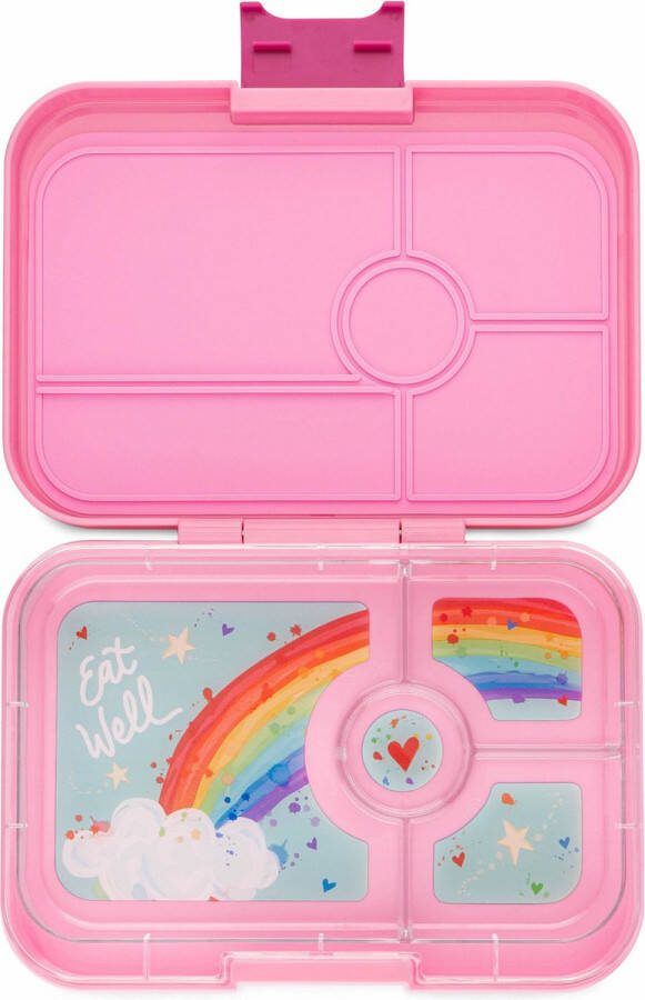 Yumbox Tapas XL lekvrije Bento box lunchbox 4 vakken Capri Pink Rainbow tray