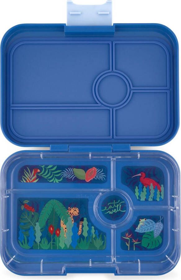 Yumbox Tapas XL lekvrije Bento box lunchbox 5 vakken True Blue Jungle tray