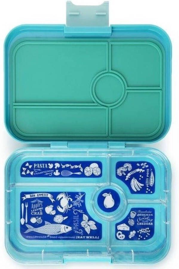 Yumbox Tapas XL lekvrije Bento box lunchbox 5 vakken Antibes blauw Bon appetit tray