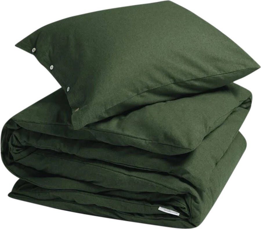 Yumeko dekbedovertrek velvet flanel moss groen 140x220 + 1 60x70 Biologisch & ecologisch