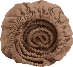 Yumeko hoeslaken gewassen linnen hazel 180x200x30 Biologisch & ecologisch