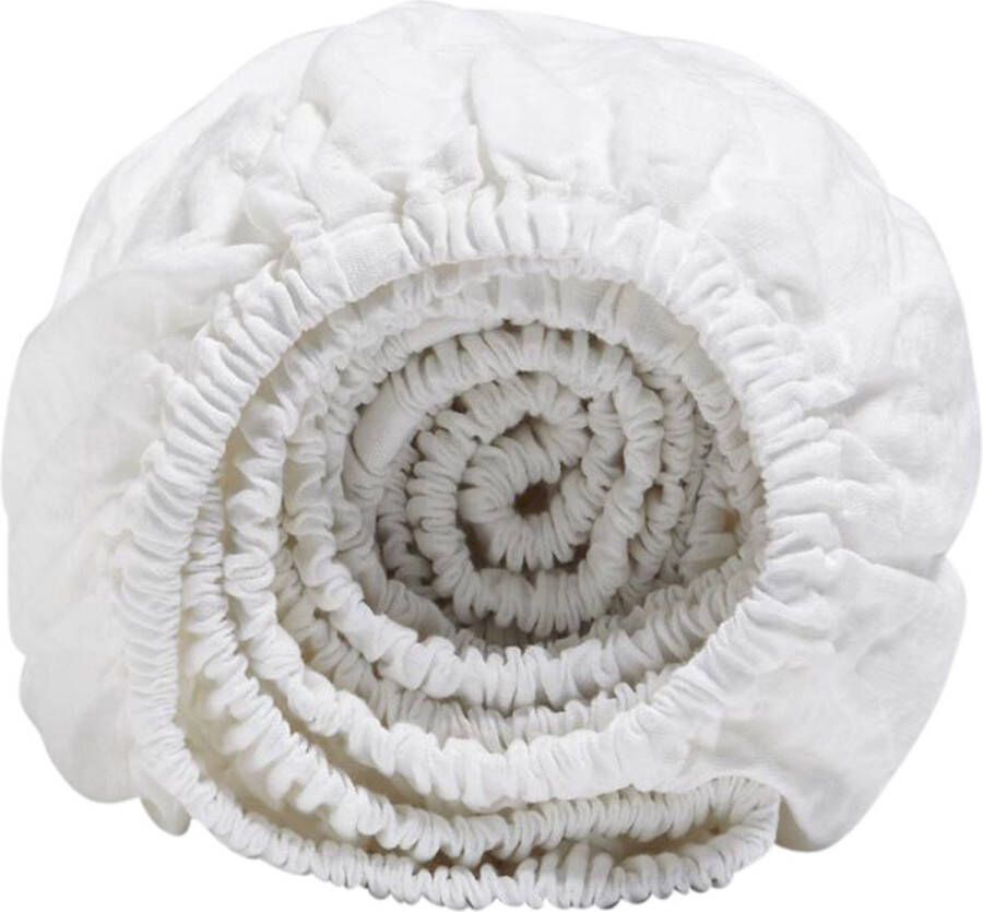 Yumeko hoeslaken gewassen linnen wit 160x200x30 Biologisch & ecologisch