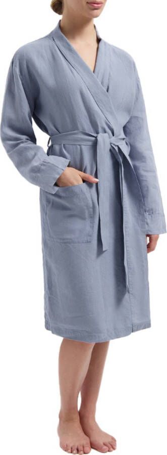 Yumeko kimono badjas gewassen linnen dusk blauw m