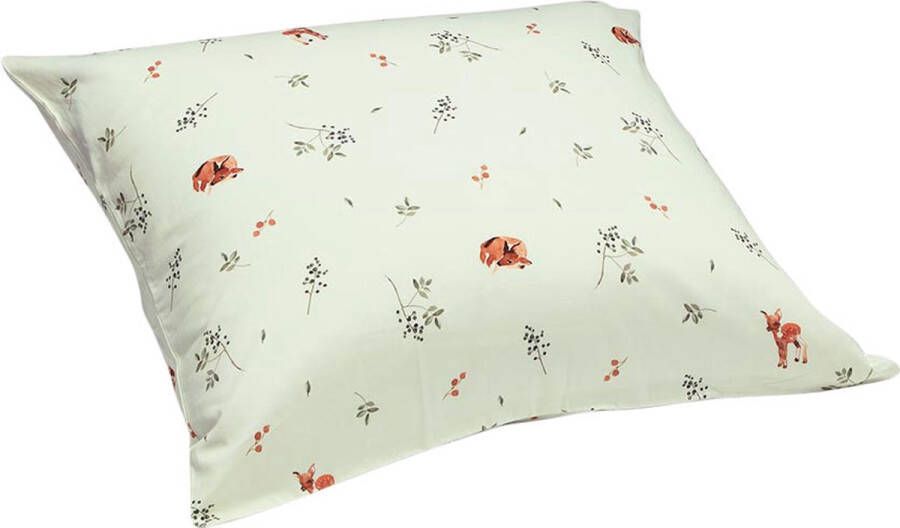 Yumeko kussensloop katoen satijn little deer light groen 50x60 1 stuk Bio eco & fairtrade 1 stuk