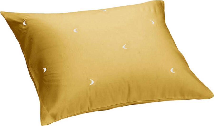 Yumeko kussensloop katoen satijn ochre warm wit moon 50x60 1 stuk Bio eco & fairtrade 1 stuk