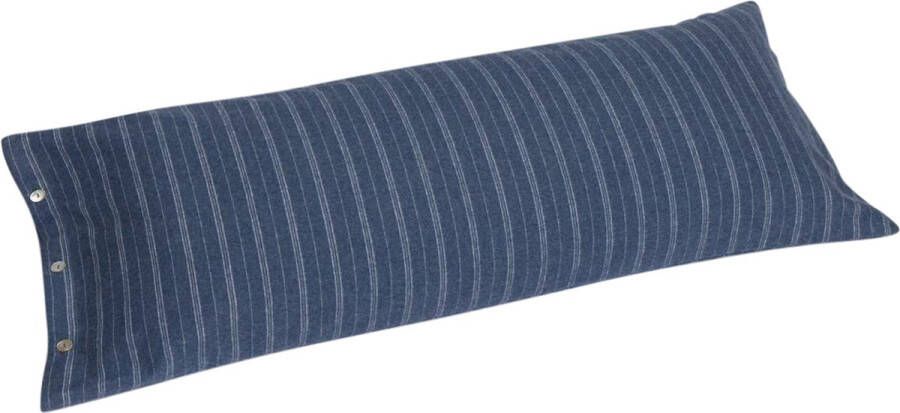 Yumeko kussensloop velvet flanel denim blauw stripe 40x80 1 stuk Biologisch & ecologisch 1 stuk