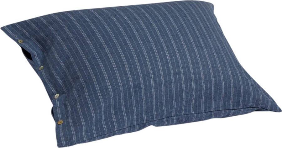 Yumeko kussensloop velvet flanel denim blauw stripe 50x60 1 stuk Biologisch & ecologisch 1 stuk