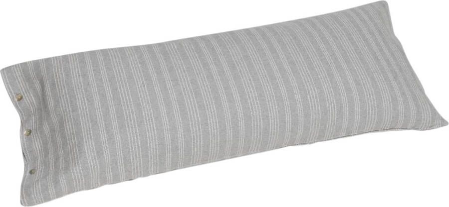 Yumeko kussensloop velvet flanel grijs wit stripe 40x80 1 stuk Biologisch & ecologisch 1 stuk