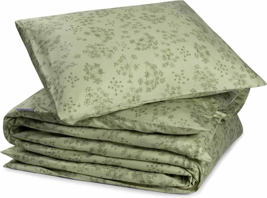 Yumeko overtrekset katoen satijn groen bloom 140x220 + 1 60x70 Biologisch & ecologisch