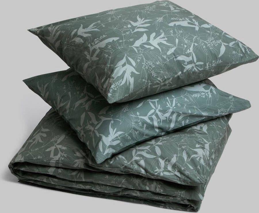 Yumeko overtrekset percal olive leaf 260x220 met 2 kussenslopen 60x70 Bio eco & fairtrade