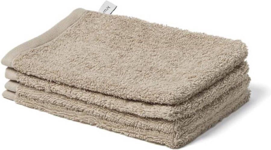 Yumeko washandjes terry warm taupe 15x22 4 st