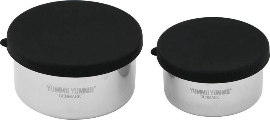 Yummii Bento Kruiden Dressing Containers Bakjes To Go Rond set van 2 220ml 400ml RVS