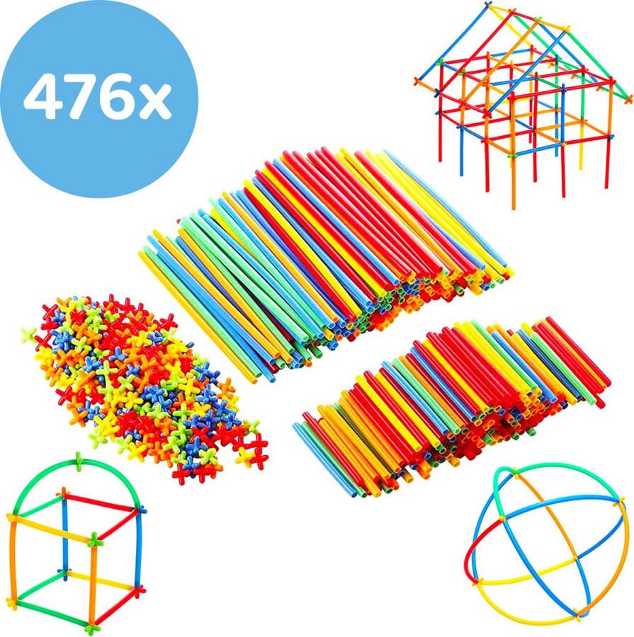 Merkloos Buisjes Bouwset 476-delig Rietjes Bouwset Bouwstenen Bouwspeelgoed Constructiespeelgoed Motoriek En Creativiteit Jongen En Meisjes