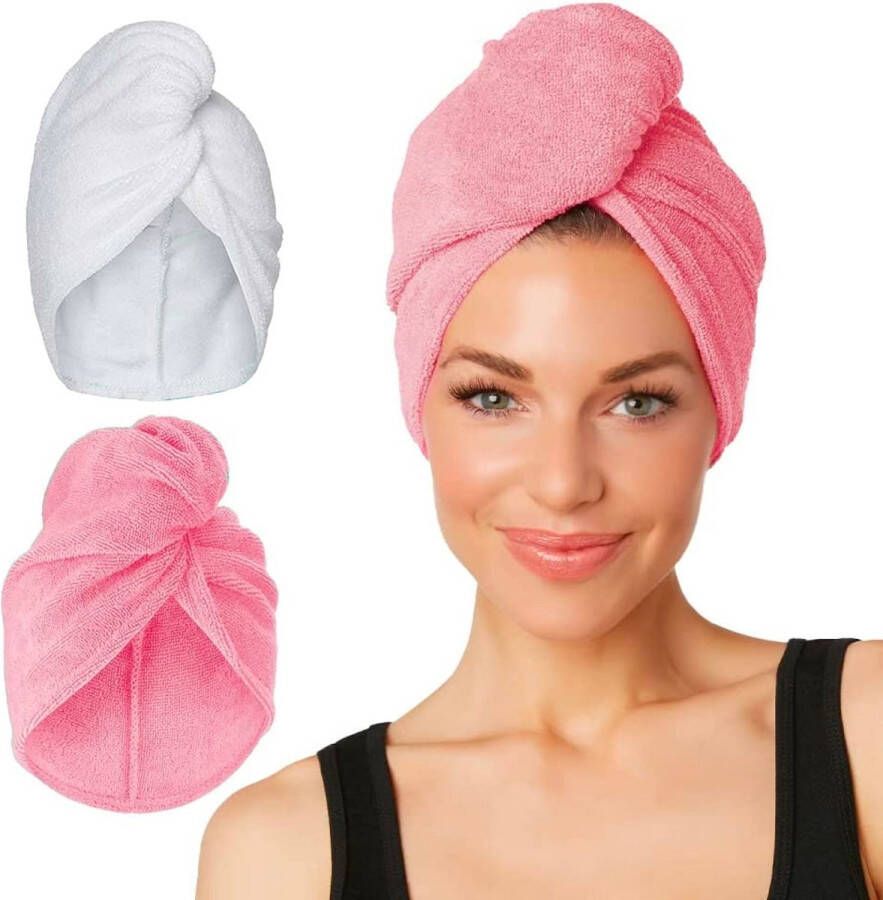 YUNICS Haarhandoek Roze Hair Towel Haarhanddoek Microvezel Hoofdhanddoek Snel Drogend