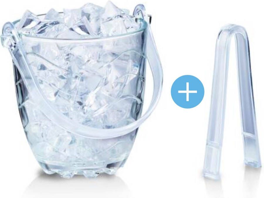 YUNICS IJsemmer Met Tang Ice Bucket Drank Koeler Koelemmer Wijnkoeler Bierkoeler Champagne Koeler 2-Delig 800 ML 12x13 cm