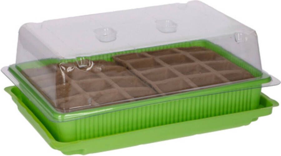 YUNICS Moestuin Zaaibak Vensterbank Kweekkas inclusief 24 turf potjes 27 x 20 x 6 cm