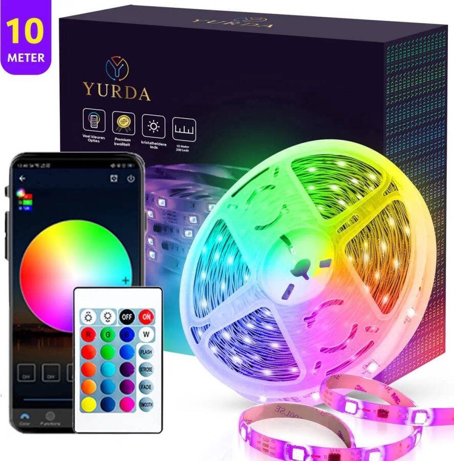 Yurda Led strip 10 meter met APP PREMIUM verlichting 16 Miljoen kleuren