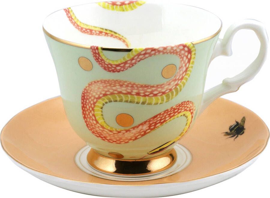 Yvonne Ellen London Animal Magic kop en schotel slang geel kopje porselein 280ml snakey