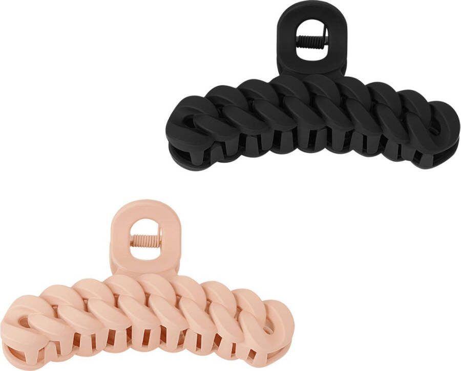 YW YEHWANG Haarklem set gevlochten zwart en roze Plastic