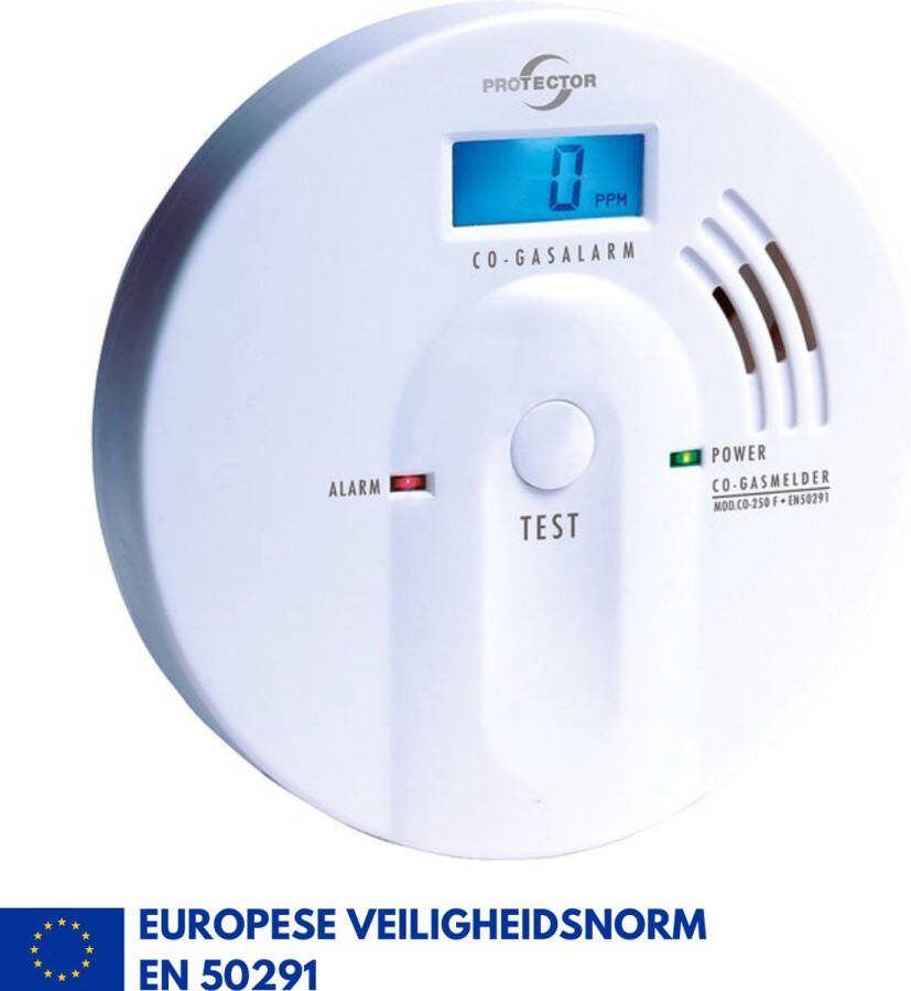 ZAAK. Protector CO-250 koolmonoxidemelder EN 50291 keurmerk