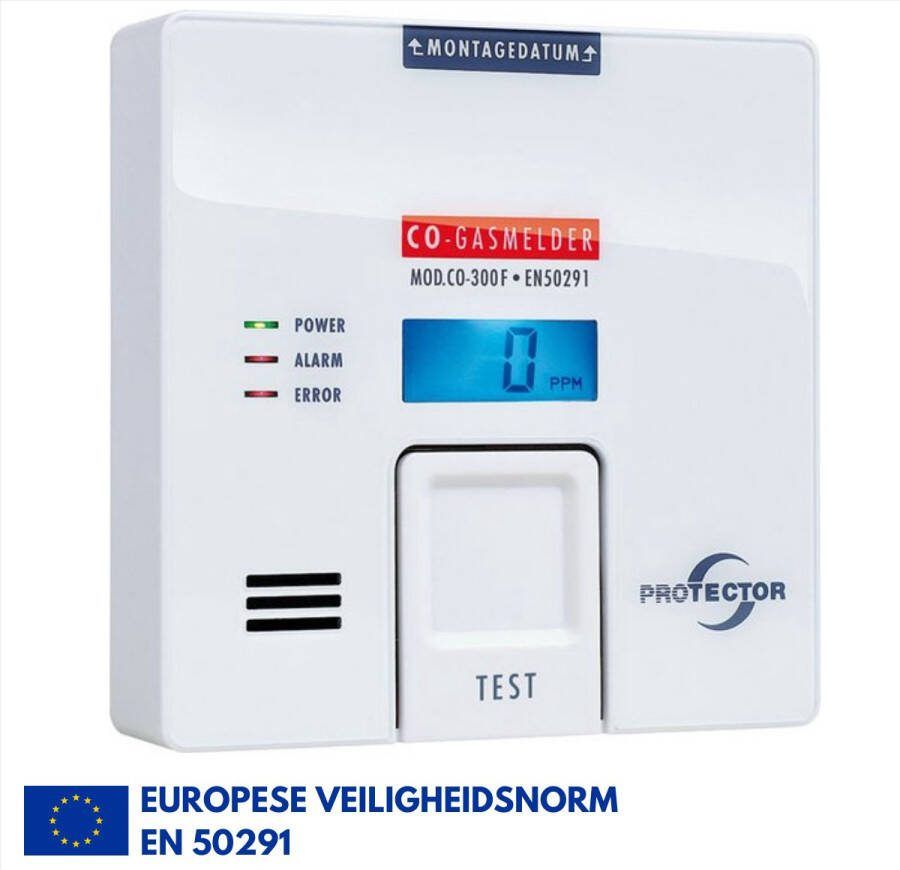 ZAAK. Protector CO-300 koolmonoxidemelder EN 50291 keurmerk