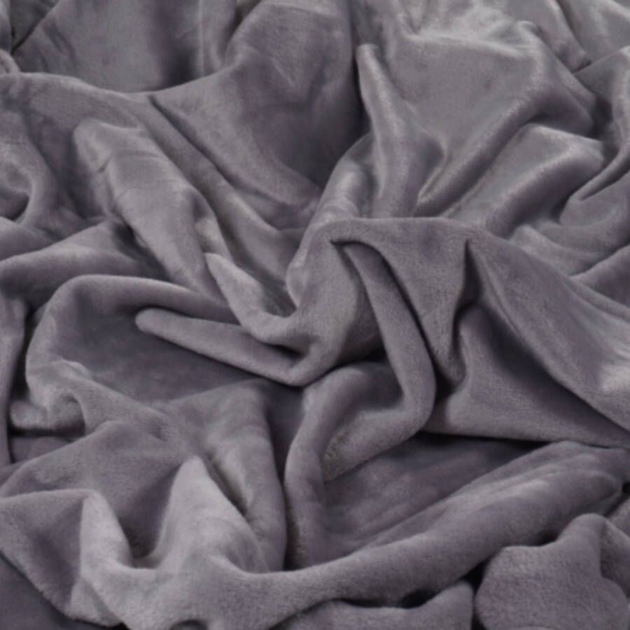 Zachtbeddengoed.nl plaids fleece deken 200x220cm lavendelgrijs grijs grand foulard knuffel zachte deken 300 gsm mooie kwaliteit