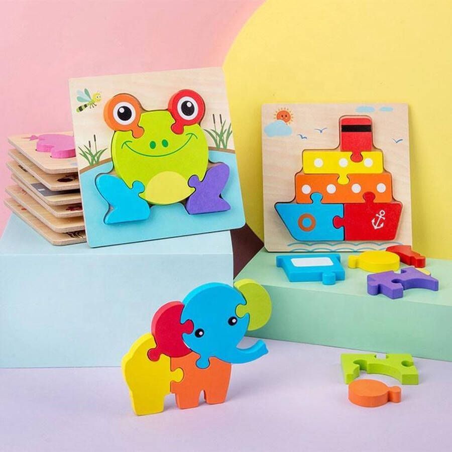 Zacia Toys Houten 3D Puzzel Educatief speelgoed Montessori Speelgoed Legpuzzel Blokpuzzel
