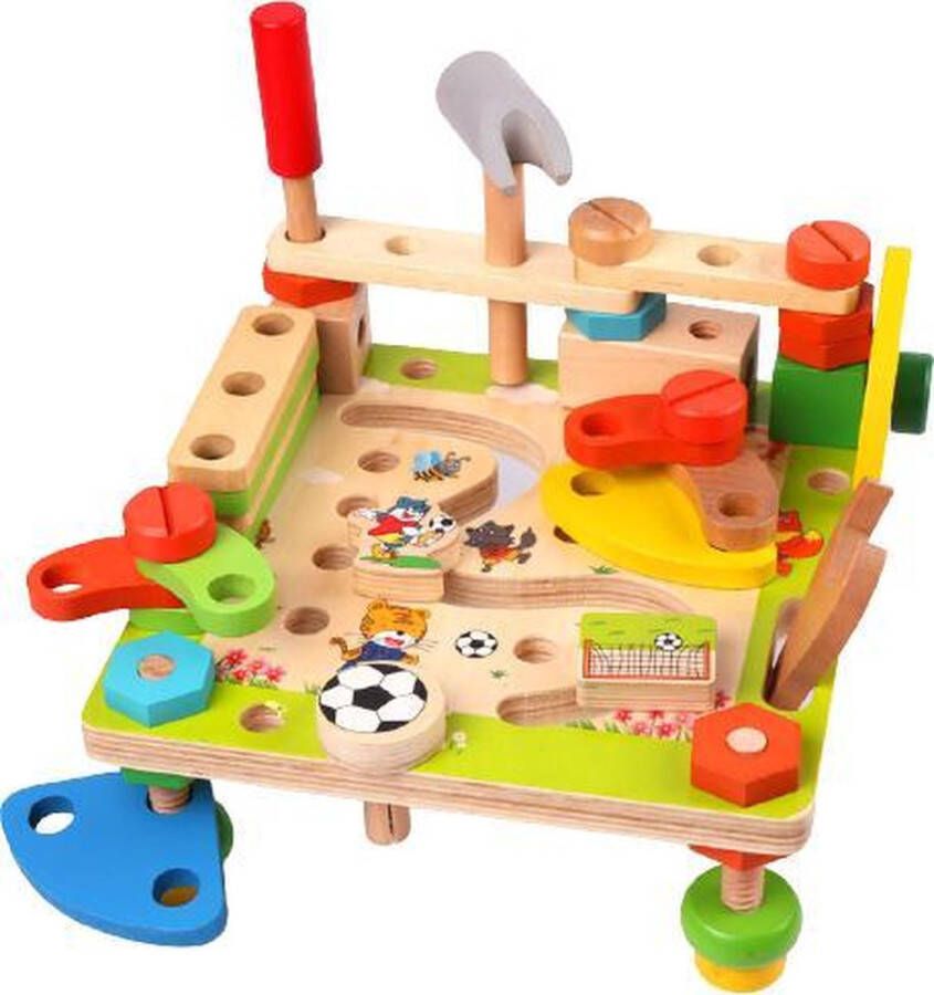 Zacia Toys Houten Speelgoed Werkbank Werktafel Met Schroeven Moeren Bankschroef & Gereedschap Mini Gereedschaps Tafel Montessori educatief speelgoed