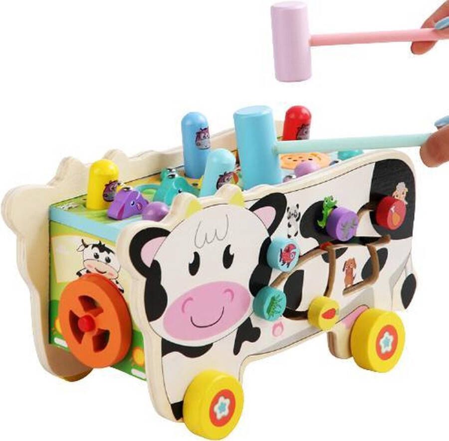 Zacia Toys Multifunctionele Hamerbank Mollen met Xylofoon Vissenspel Telraam Trekfiguur Montessori speelgoed