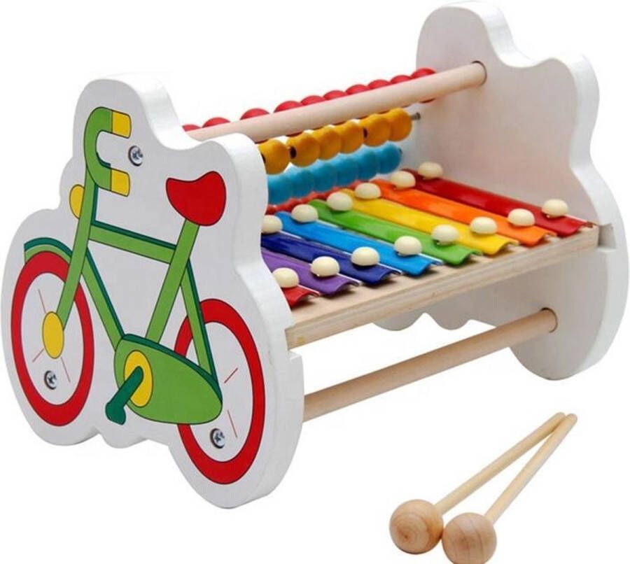 Zacia Toys Telraam Fiets 3 in 1 Kralenspiraal Xylofoon Hout Duurzaam Houten speelgoed