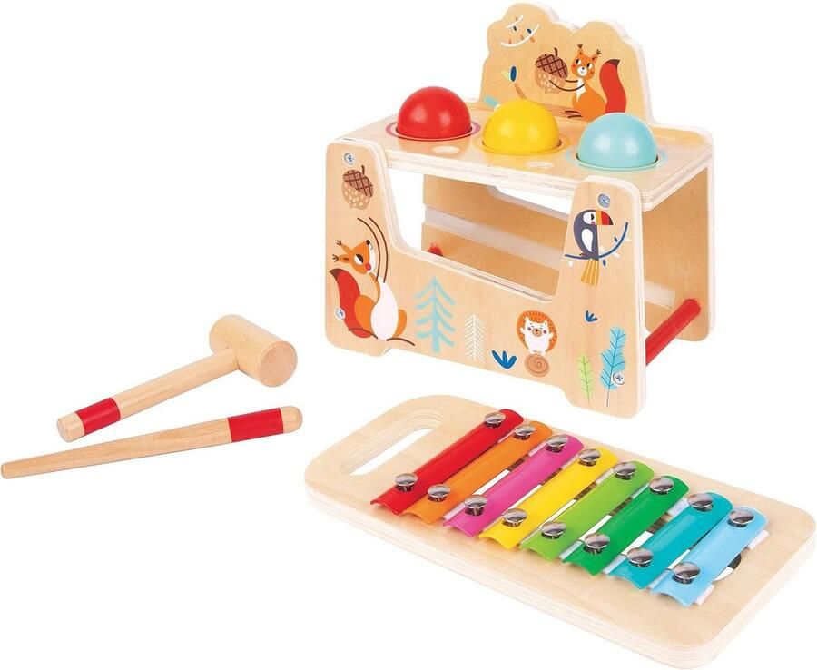 Zacia Toys Houten Hamerbank en Speelgoedxylofoon FSC