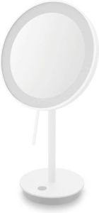 ZACK Alona cosmeticaspiegel 13.3x20x37.8cm staand spiegel kantelbaar met batterijen wit gepoedercoat