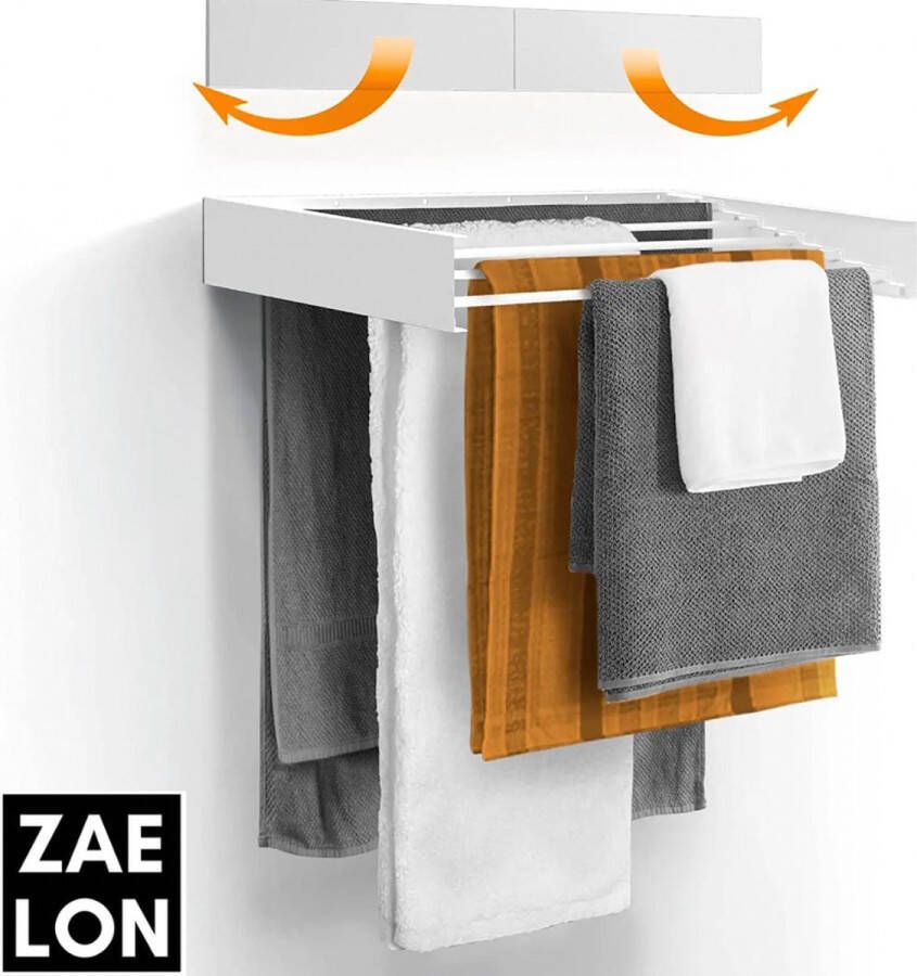 Zaelon NIEUW! Wanddroogrek Wit 80 cm Incl. Boormal Droogrek Inklapbaar Wasrek Hangend Uitklapbaar Muur Ophangbaar 4m Drooglengte